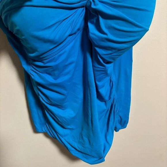 La Blanca Island Goddess Over The Shoulder Sweetheart Tankini Blue Plus Size 22W - Picture 4 of 10